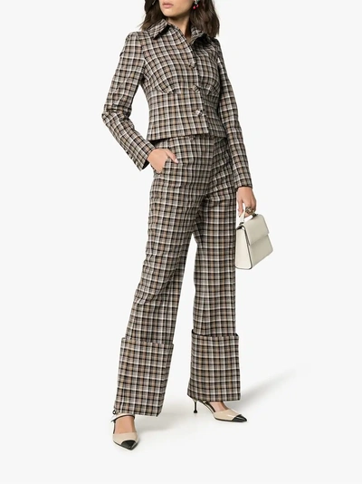 Shop Beaufille Haring Checked Cropped Jacket In Neutral