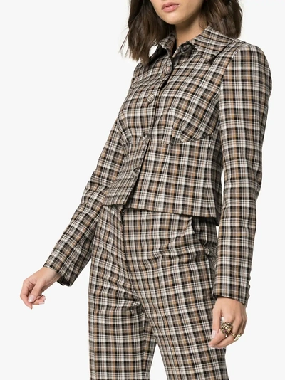 Shop Beaufille Haring Checked Cropped Jacket In Neutral