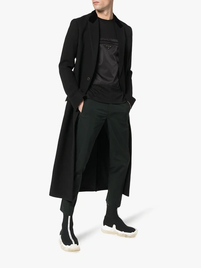 Prada Zipped Gabardine Pocket T-shirt In Black | ModeSens