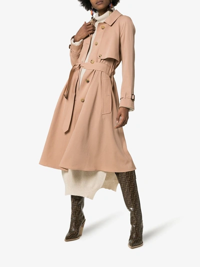 Shop Burberry Cinderford Wool Trench In Blush Pink