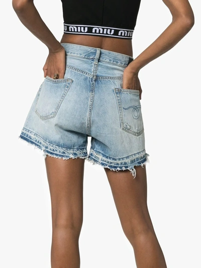 Shop R13 Ausgefranste 'tilly' Jeans-shorts In Blue