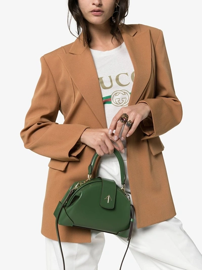 Shop Manu Atelier Jade Green Demi Top Handle Leather Handbag