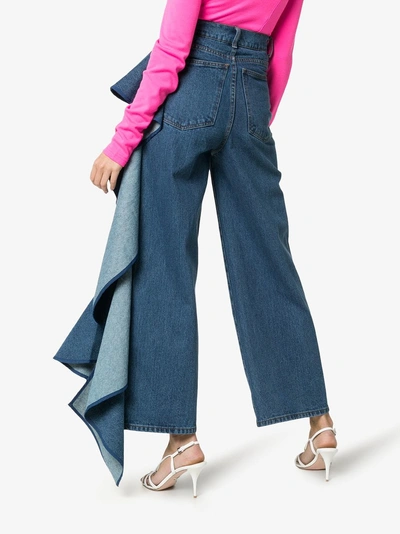 Shop Solace London Tay High-waisted Wide Leg Ruffle Detail Jeans In Denim
