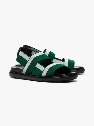 Shop Marni Green And White Flat Elastic Strap Sandals In Zl746