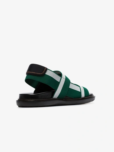 Shop Marni Green And White Flat Elastic Strap Sandals In Zl746