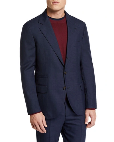 Shop Brunello Cucinelli Men's Basic Rustic Wool Suit In Blue