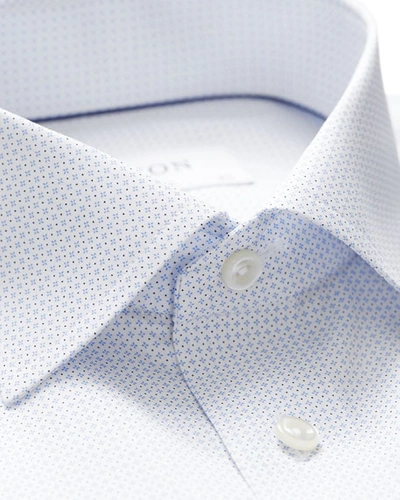 Shop Eton Men's Slim-fit Micro-pattern Dress Shirt In Blue