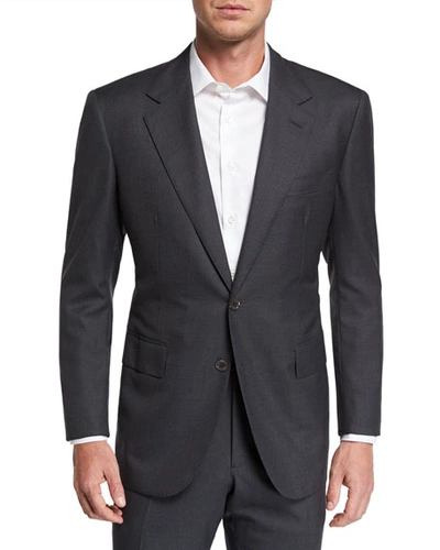 Shop Stefano Ricci Men's Two-piece Solid Wool Suit In Charcoal
