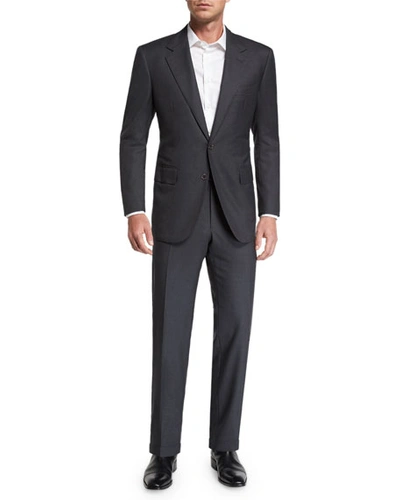 Shop Stefano Ricci Men's Two-piece Solid Wool Suit In Charcoal