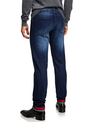 Shop Kiton Men's Slim Fit Medium Wash Denim Jeans In Blue