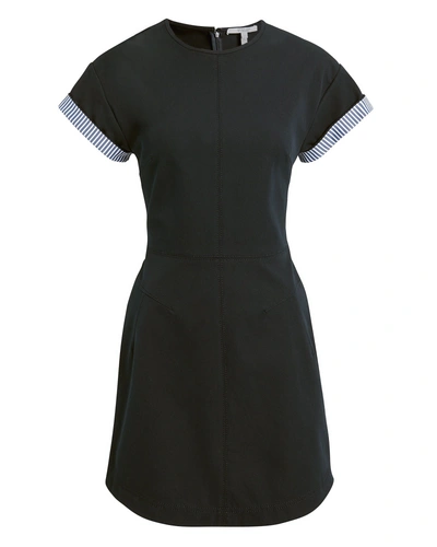 Shop 10 Crosby Striped Sleeve Mini Dress In Black,blue,white,stripes