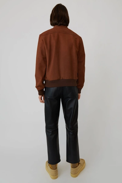 Shop Acne Studios Short Leather Jacket Cognac Brown