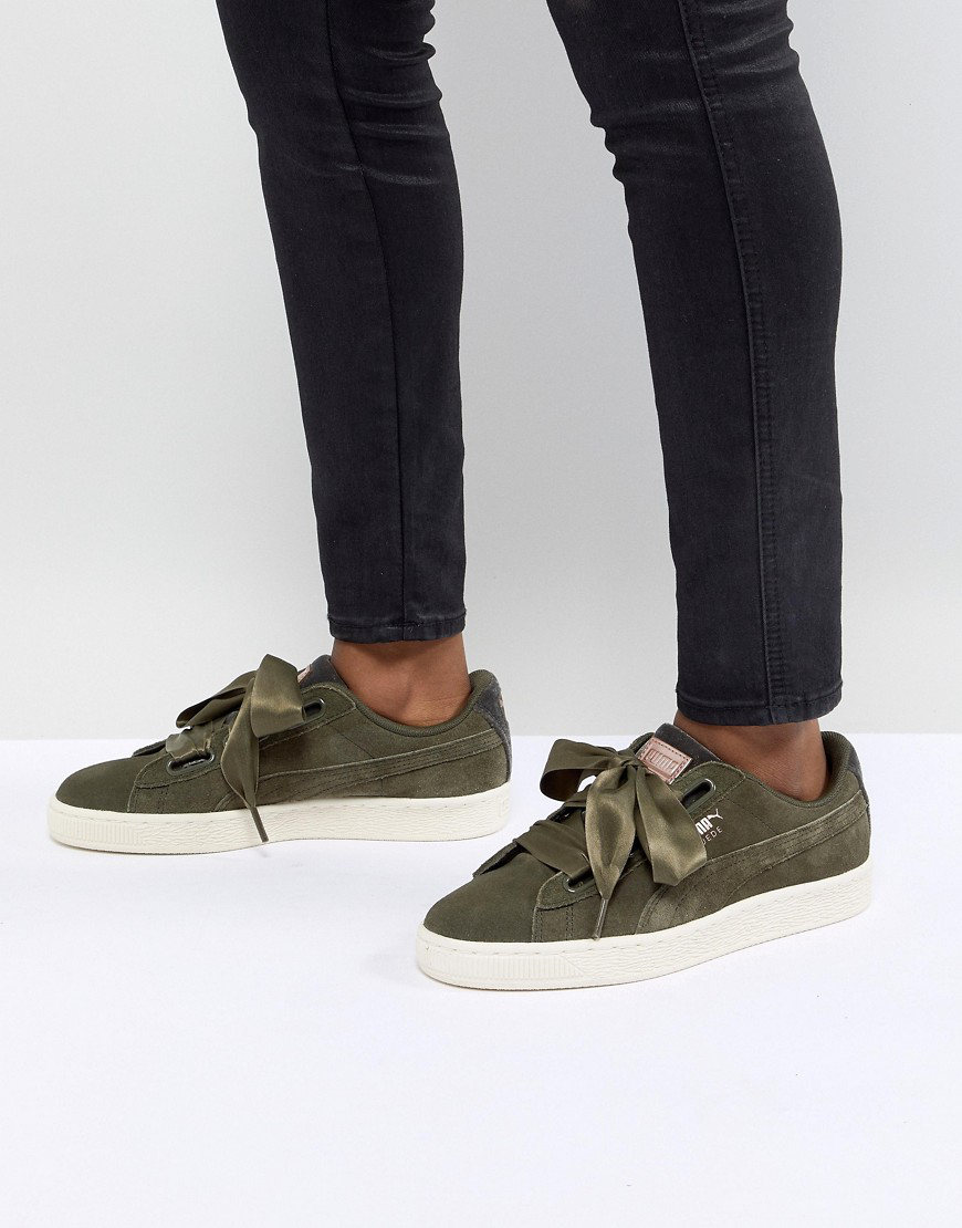 puma suede heart green