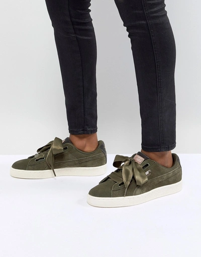 Puma Suede Basket Heart Sneaker - Green | ModeSens