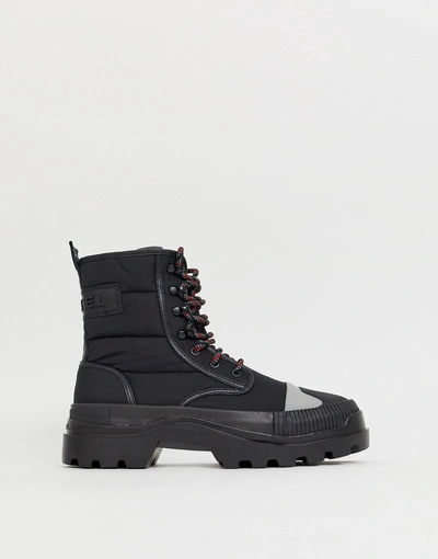 Shop Diesel Hiking Style Boots In Black