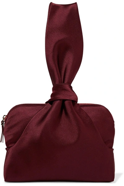Shop The Row Wristlet Knotted Satin Clutch In Burgundy