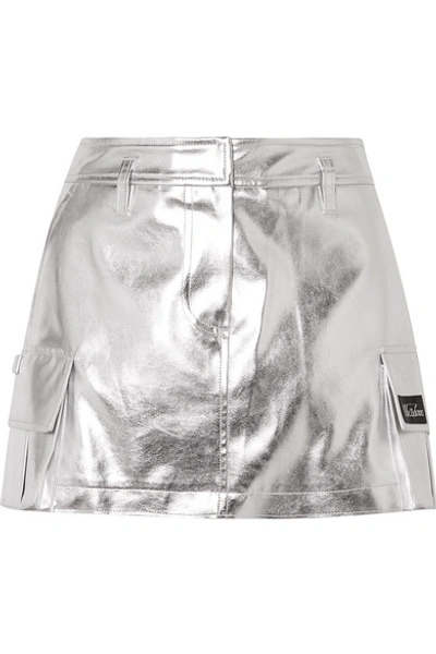 Shop We11 Done Appliquéd Metallic Faux Leather Mini Skirt In Silver