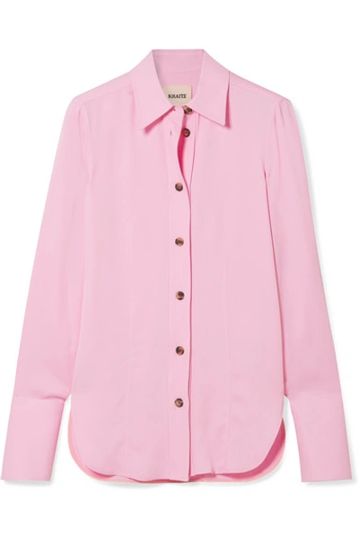 Shop Khaite Delia Crepe Shirt In Baby Pink