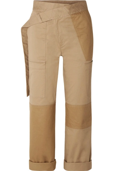 Shop Monse Cotton-blend Drill Straight-leg Pants In Beige