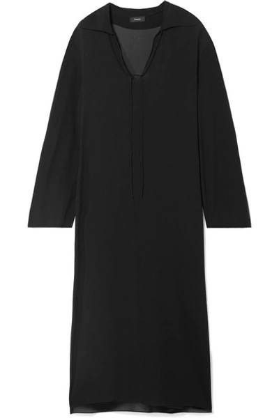 Shop Theory Sailor Oversized Silk Crepe De Chine Maxi Dress In Black
