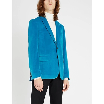 Shop Paul Smith Soho-fit Velvet Blazer In Blue