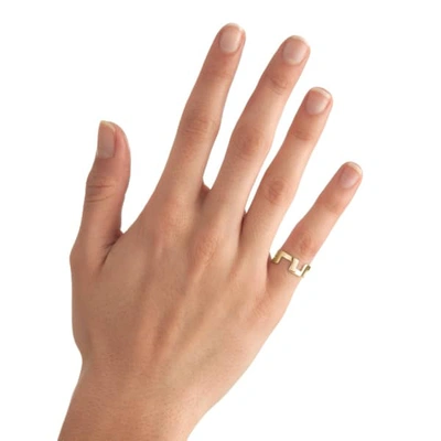 Shop Ekria Small Square Stackable Midi Ring Shiny Yellow Gold