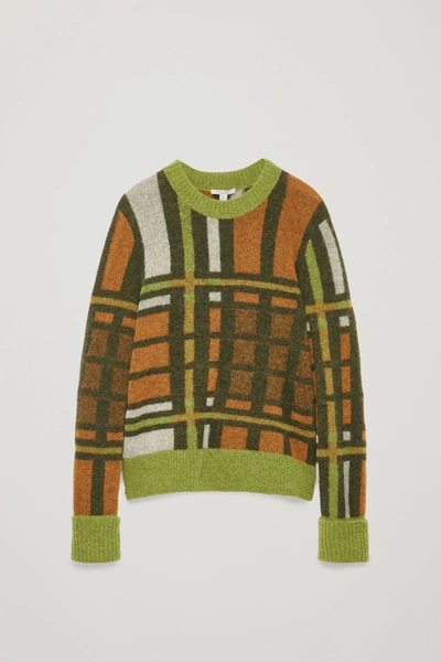 Cos Alpaca wool Colour block Jumper In Orange Green Grey ModeSens
