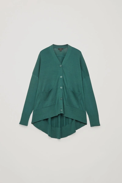 Shop Cos Draped-back Cardigan In Green