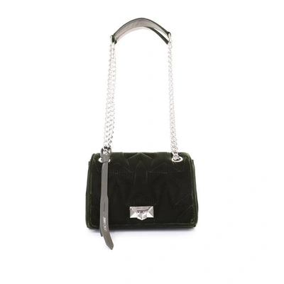 Shop Jimmy Choo Helia Shoulder Bag/s Vine Velvet Shoulder Bag With Chain Strap