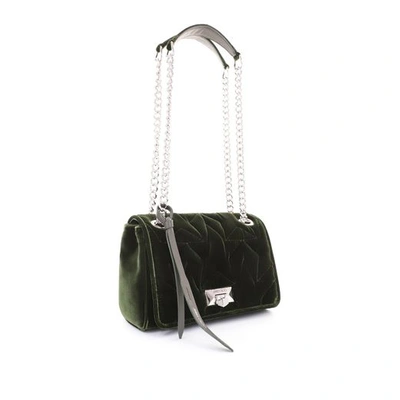 Shop Jimmy Choo Helia Shoulder Bag/s Vine Velvet Shoulder Bag With Chain Strap
