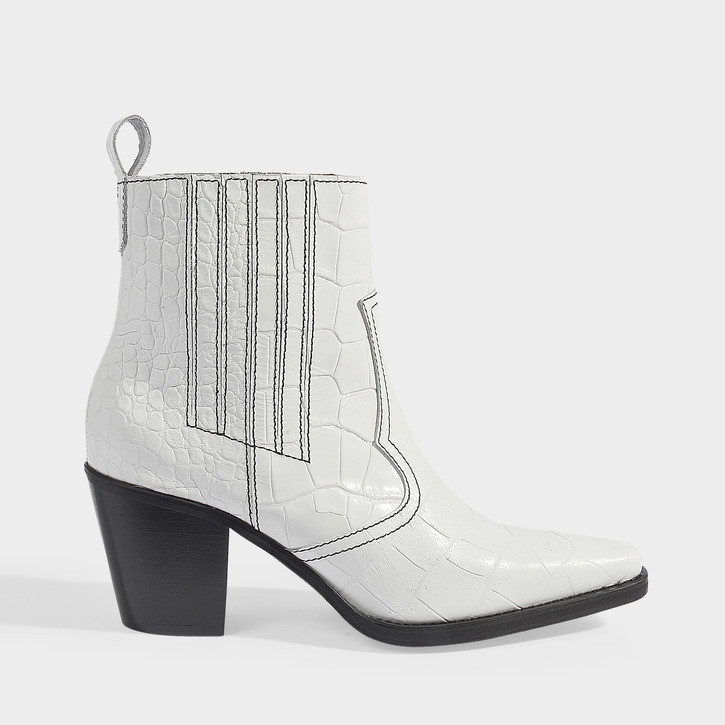 white ankle boots western