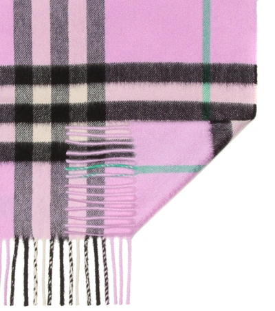 Shop Burberry The Classic Check Cashmere Scarf In Purple