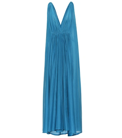 Shop Kalita Clemence Cotton And Silk Maxi Dress In Blue