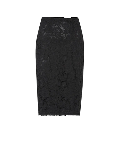 Shop Valentino Lace Pencil Skirt In Black