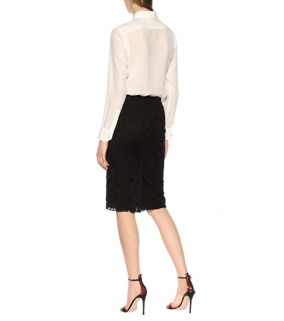 Shop Valentino Lace Pencil Skirt In Black