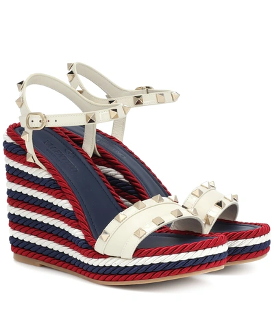 Shop Valentino Rockstud Wedge Espadrilles In Multicoloured