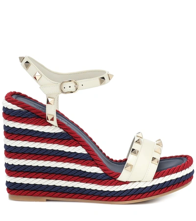 Shop Valentino Rockstud Wedge Espadrilles In Multicoloured