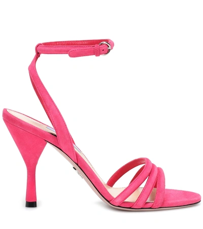 Shop Prada Suede Sandals In Pink