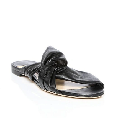 Shop Jimmy Choo Lela Flat Vine Nappa Leather Mule Sandals In Black