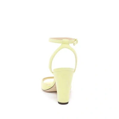 Shop Jimmy Choo Miranda 85 Pale Yellow Suede Block Heel Sandals