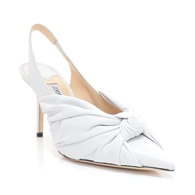 Shop Jimmy Choo Annabell 85 White Nappa Leather Sling Back Closed Toe Pumps