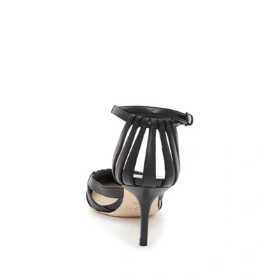 Shop Jimmy Choo Travis 65 Black Metallic Nappa Leather Strappy Pump With A Pointed Toe