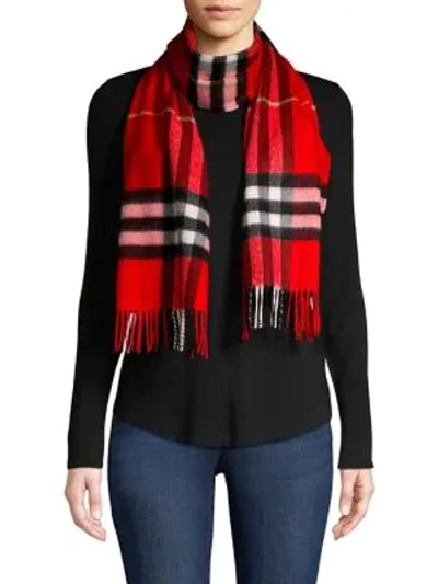 Shop Burberry Parade Red Giant Check Cashmere Scarf In Bright Red