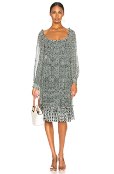 Shop Proenza Schouler Print Dress In Bluestone & Blk Dot