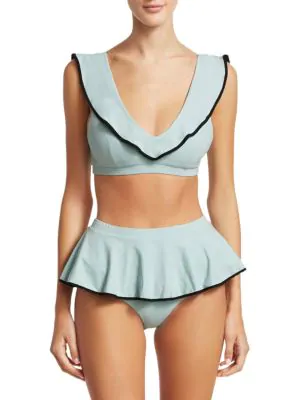 ruffle overlay bikini top