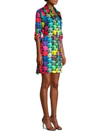 Shop Milly Abstract Twill Shirtdress In Multi