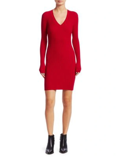 Shop Rag & Bone Brea Knit Mini Sweater Dress In Red