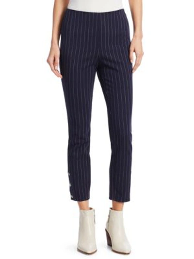 Shop Rag & Bone Simone Pinstripe Snap-cuff Trousers In Navy Stripe