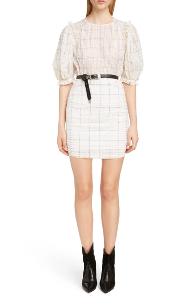 Shop Isabel Marant Check Print Organza Dress In Ecru