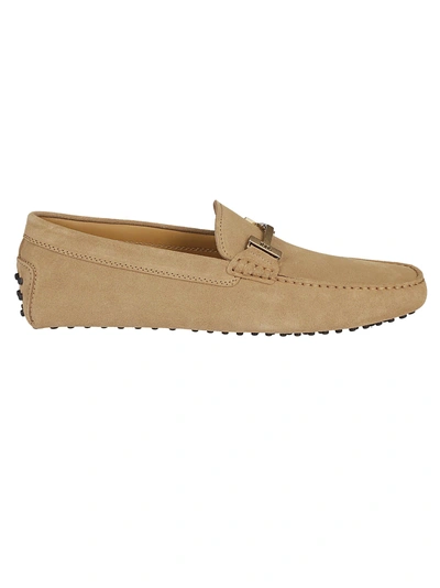 Shop Tod's Double T Loafers In Beige